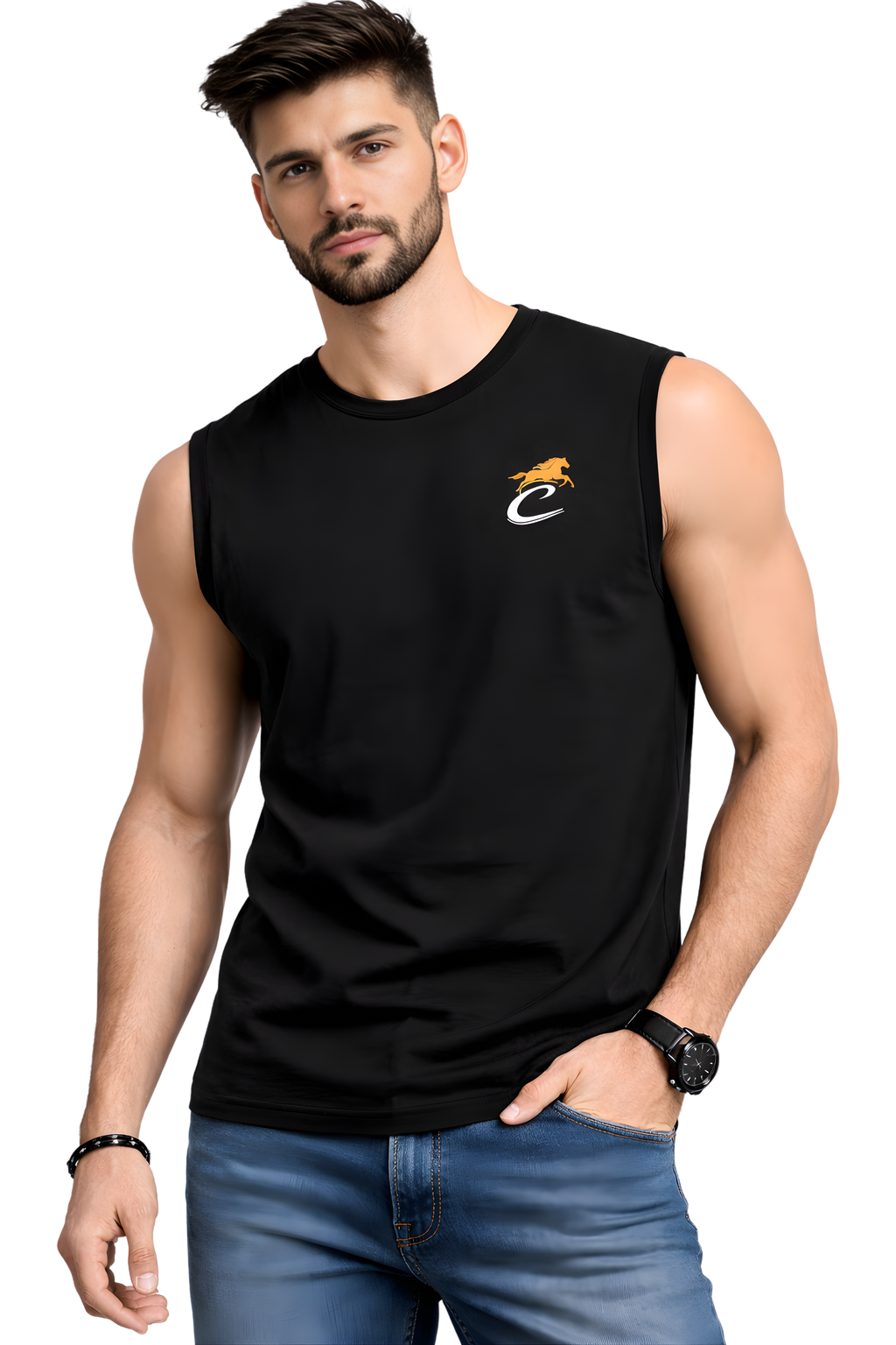 Black Sleeveless Muscle T-Shirt – Chimya
