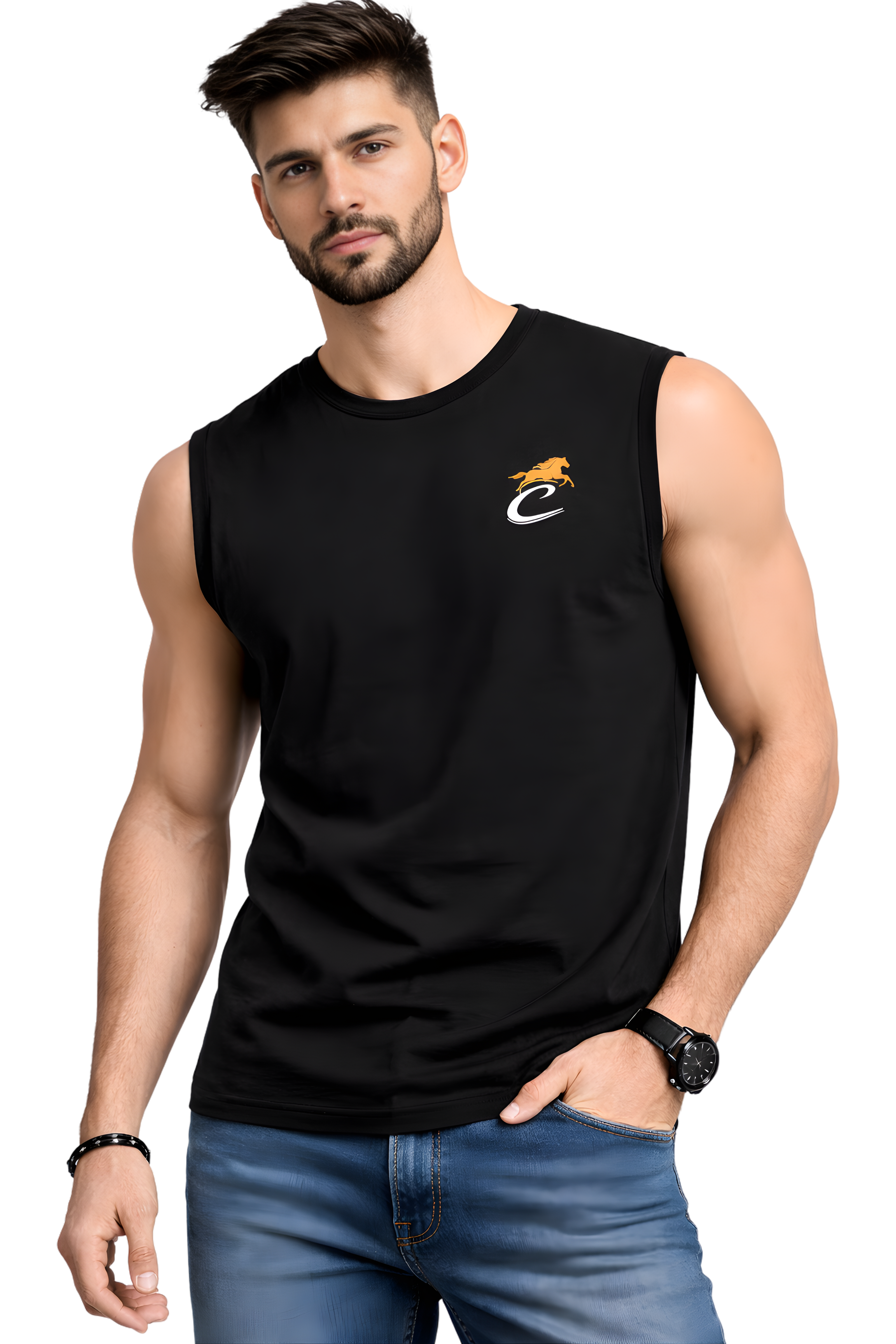 Black Sleeveless Muscle T-Shirt – Chimya