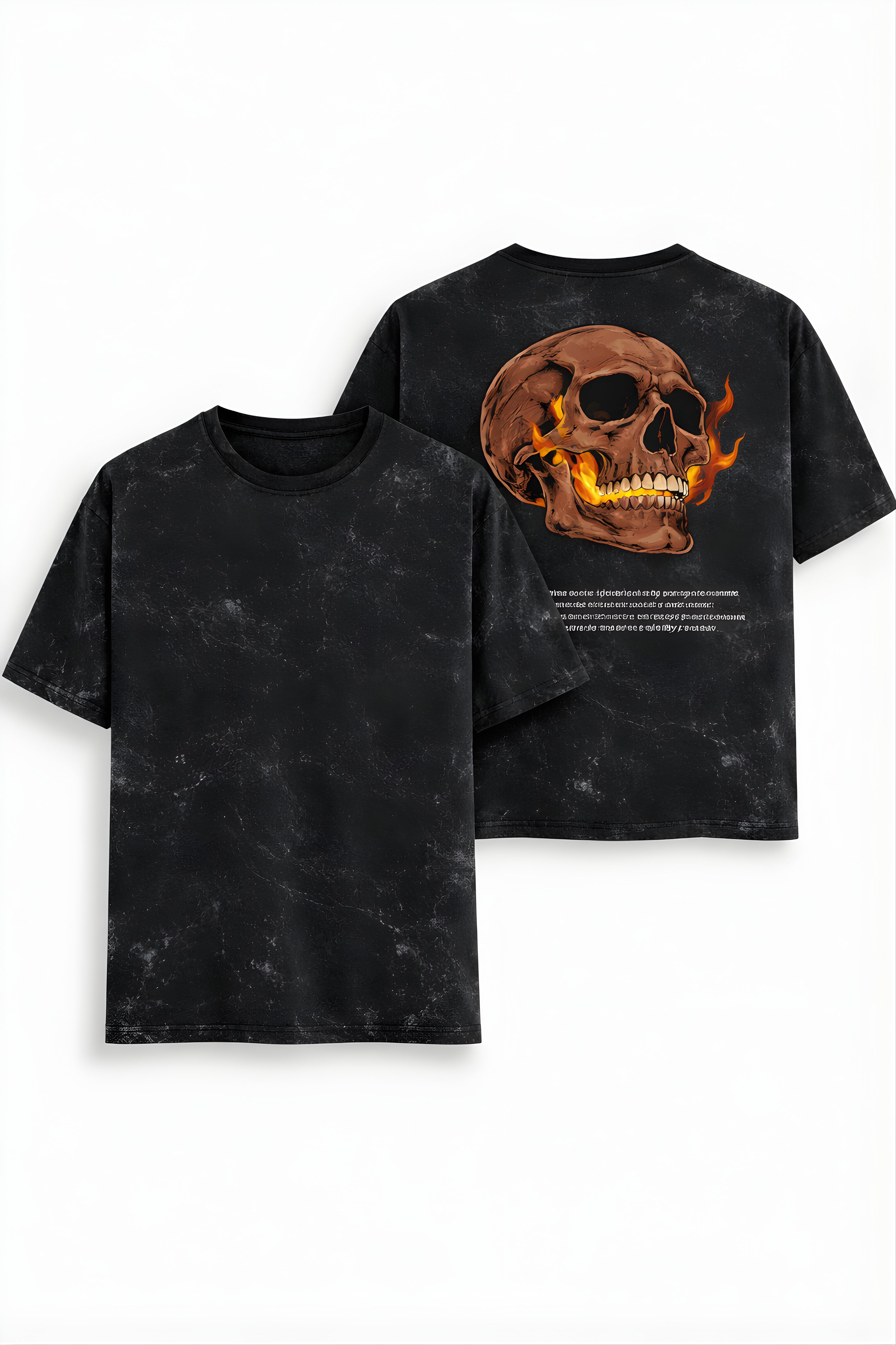Inferno Skull Acid Wash Oversized T-Shirt – Chimya