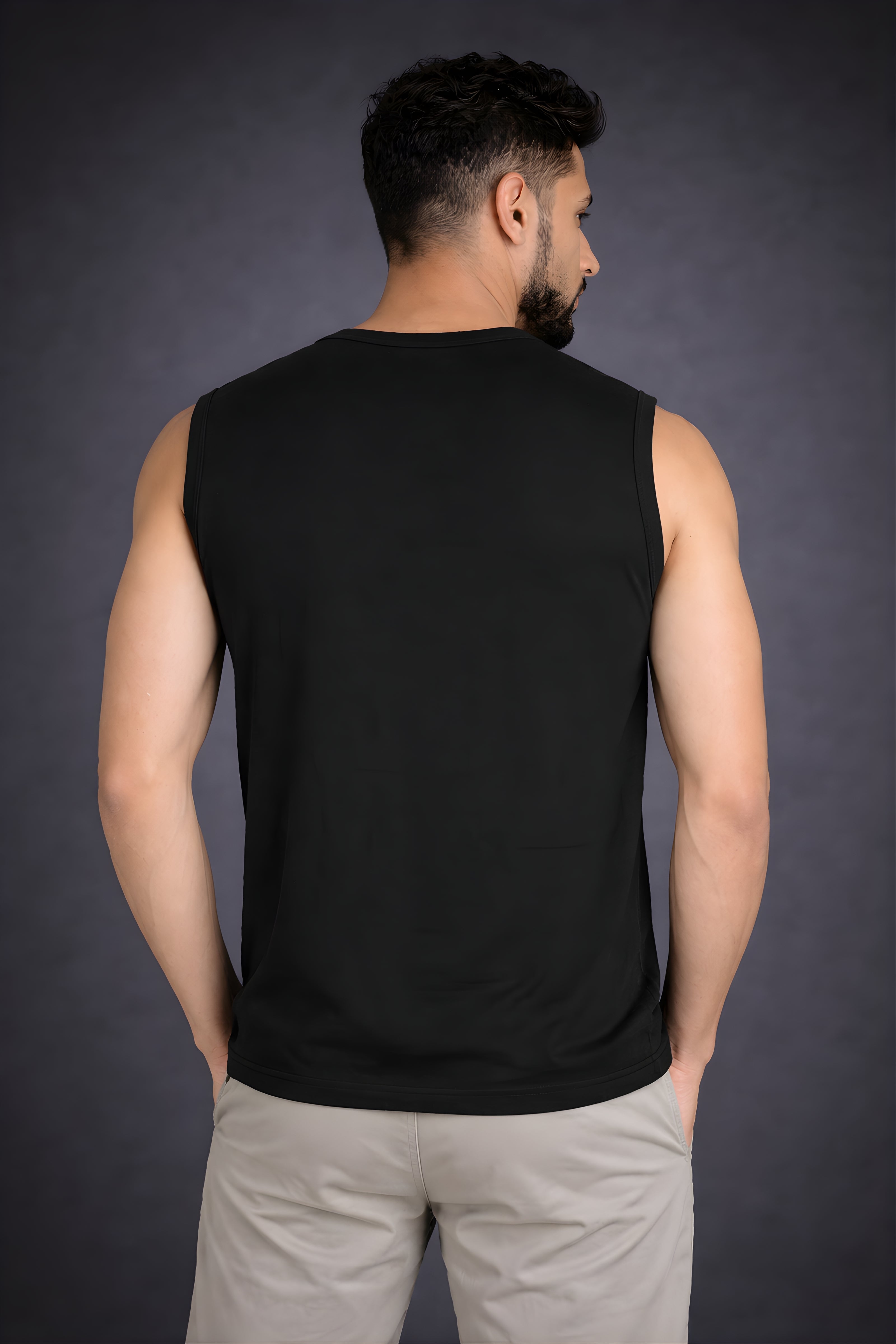Black Sleeveless Muscle T-Shirt – Chimya